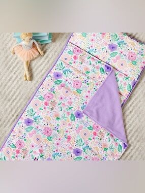 Pottery Barn Kids Mackenzie Lavender Floral Blooms Nap Mat Roll Up Toddler